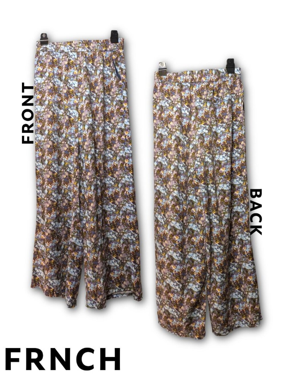 FRNCH Paris size Small Impressionistic Floral Viscose/Linen blend Palazzo Pants